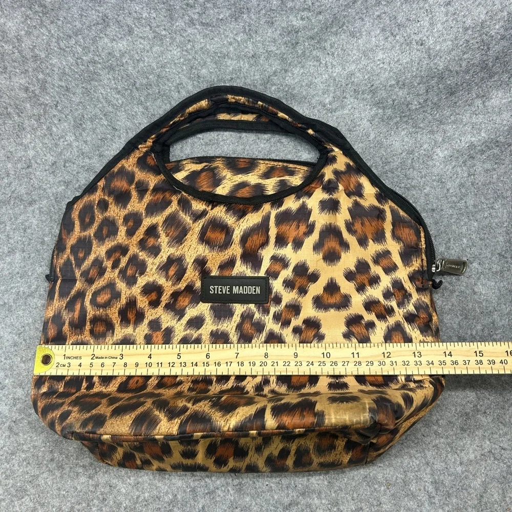 Steve Madden Womens Leopard Print Insulated Lunch Tote OS Brown Animal Pattern